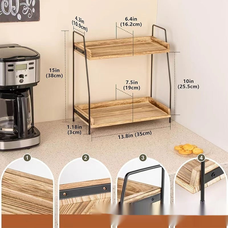 Wooden Kitchen Seasoning Storage Rack Organizer For Spices And Condiments
