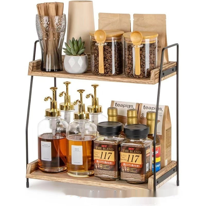 Wooden Kitchen Seasoning Storage Rack Organizer For Spices And Condiments