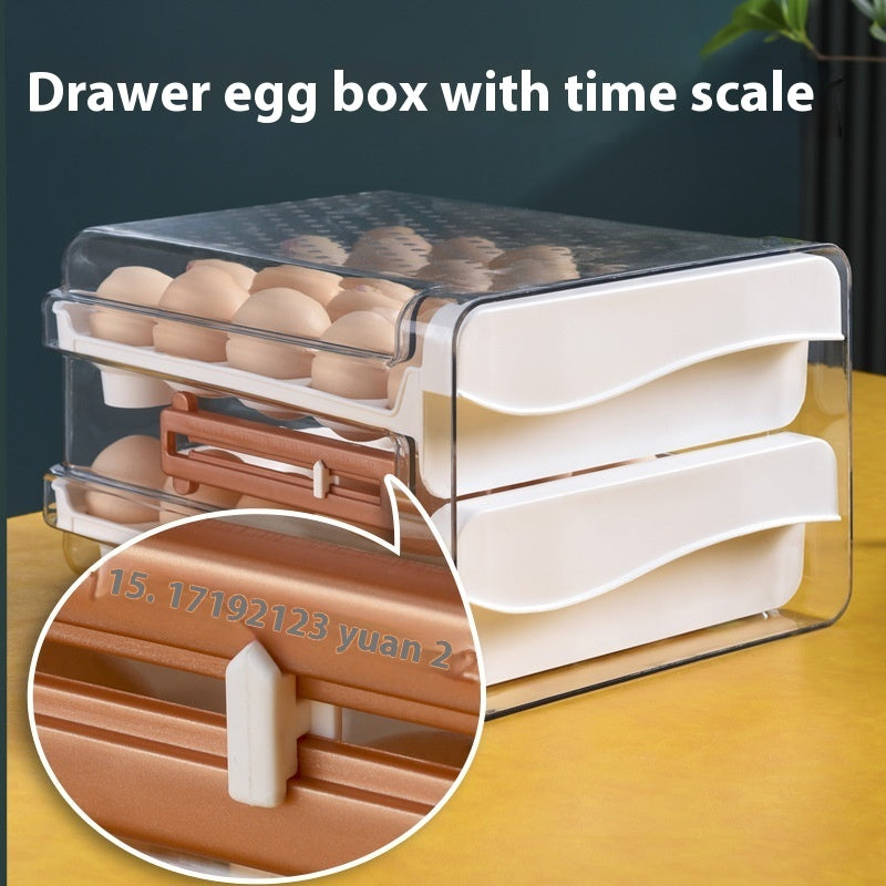 Kitchen Refrigerator Egg Storage Box With Measurement Scale Drawer Organizer