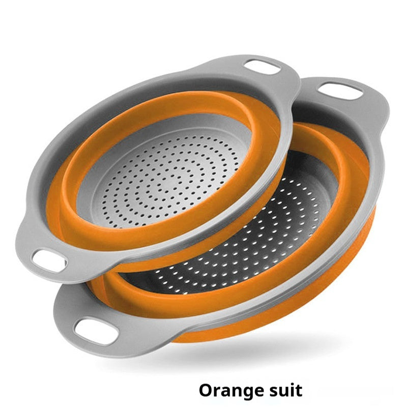 Folding Circular Kitchen Drain Basket Utensil For Washing And Straining Food