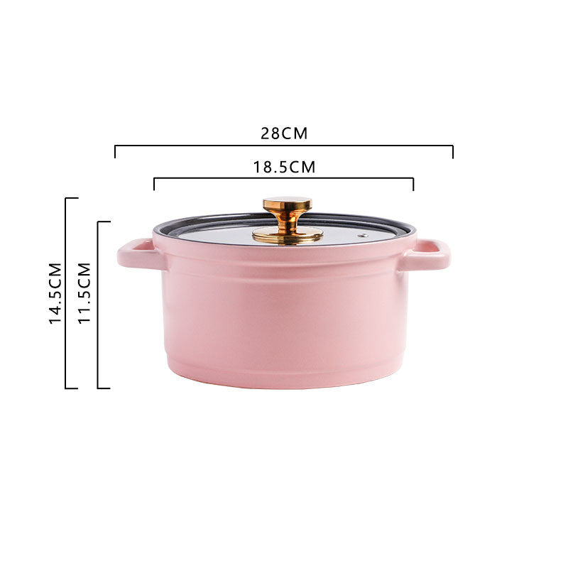 Nordic Style Ceramic Large Capacity Color Glaze Stock Pot For Porridge And Chicken Soup