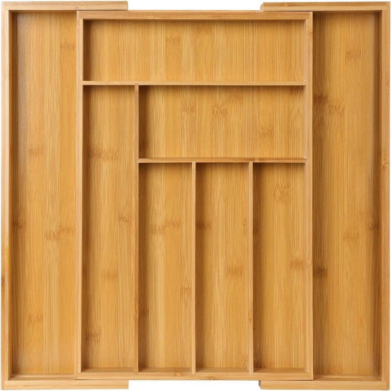 Expandable Bamboo Kitchen Drawer Organizer Storage Box For Utensils