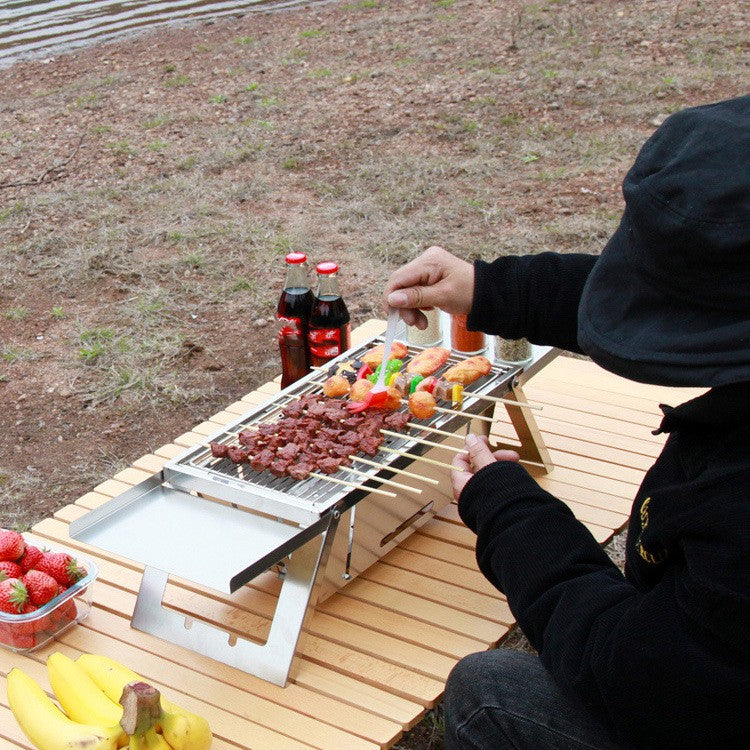 Thickened Stainless Steel Folding BBQ Grill For Outdoor Use
