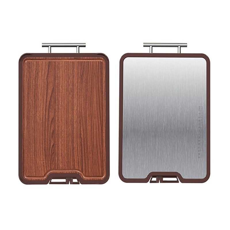 Antibacterial Stainless Steel And Ebony Double Sided Cutting Board For Kitchen Use