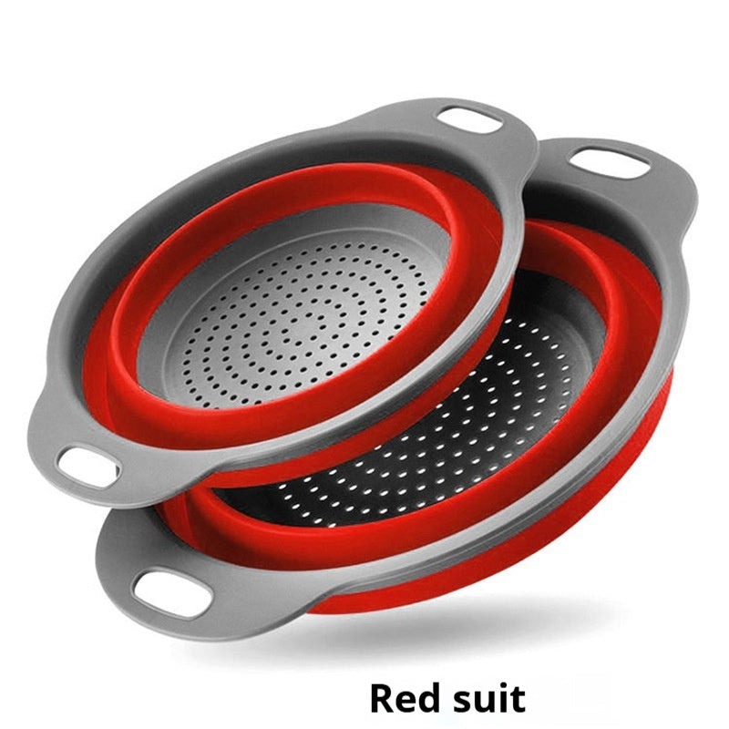 Folding Circular Kitchen Drain Basket Utensil For Washing And Straining Food