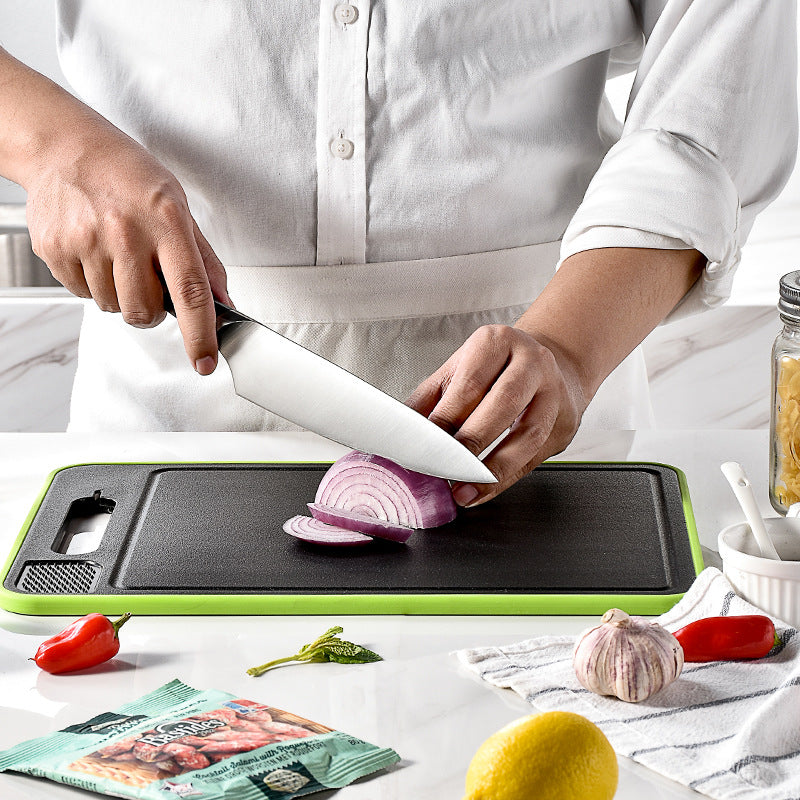 Double Sided Cutting Board With Defrosting And Knife Sharpener For Kitchen Use