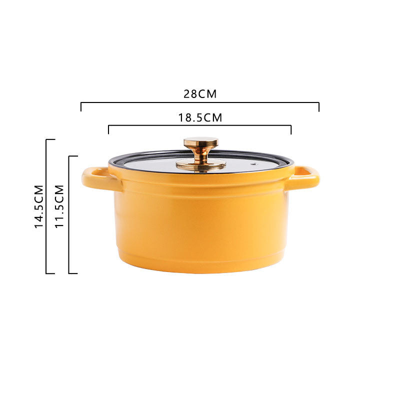 Nordic Style Ceramic Large Capacity Color Glaze Stock Pot For Porridge And Chicken Soup