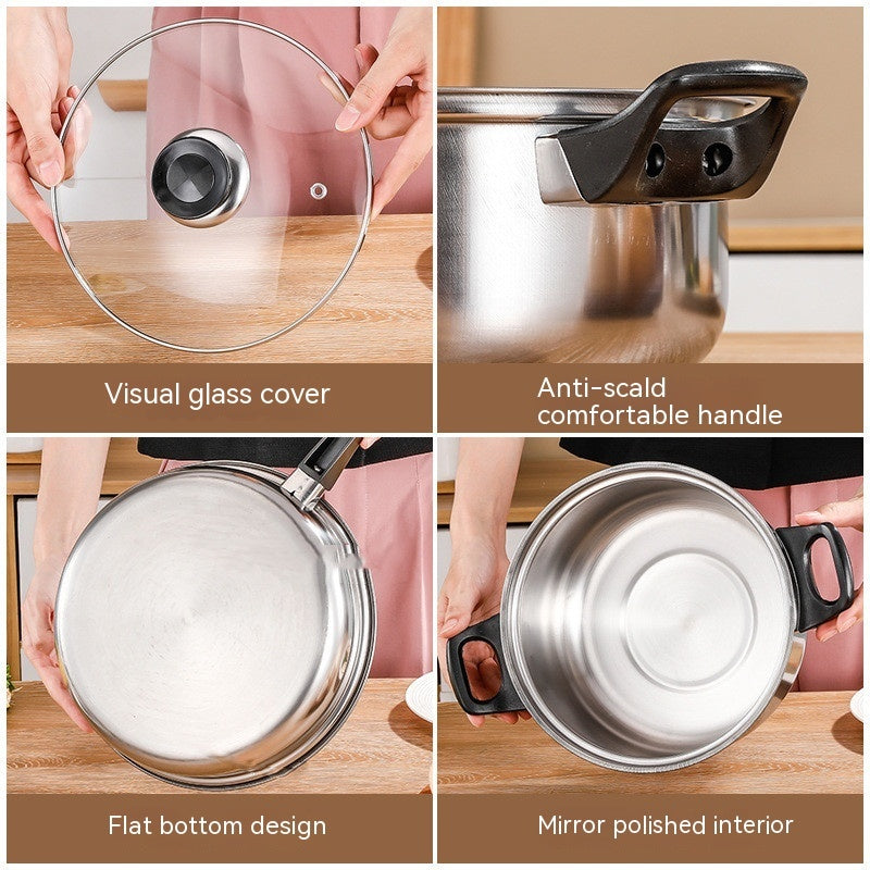 Stainless Steel Cookware Set Milk Pot Soup Pot Frying Pan Kettle