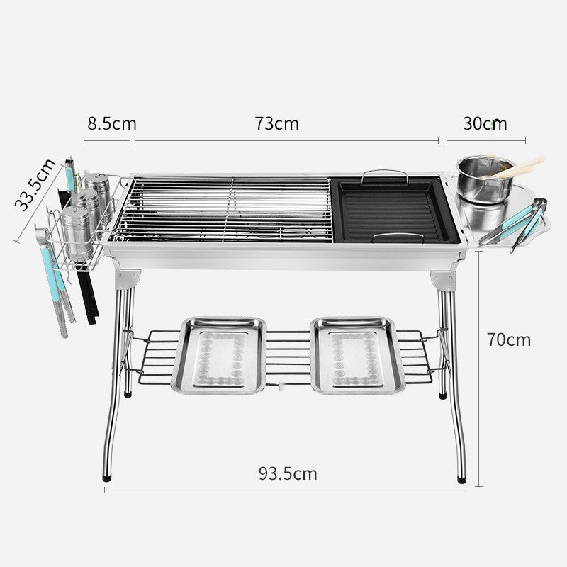 Portable Folding Stainless Steel BBQ Grill For Outdoor Cooking