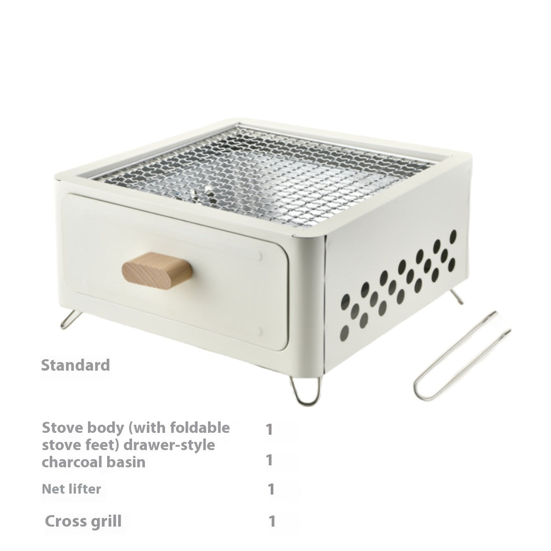 Square Charcoal BBQ Grill For Outdoor Courtyard Cooking Use