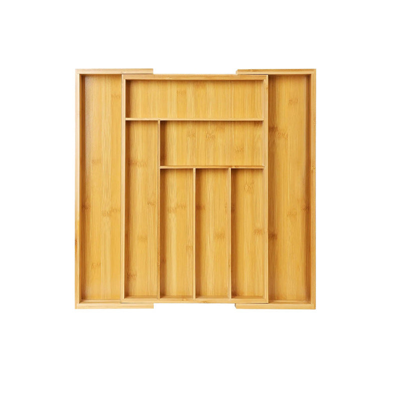 Expandable Bamboo Kitchen Drawer Organizer Storage Box For Utensils