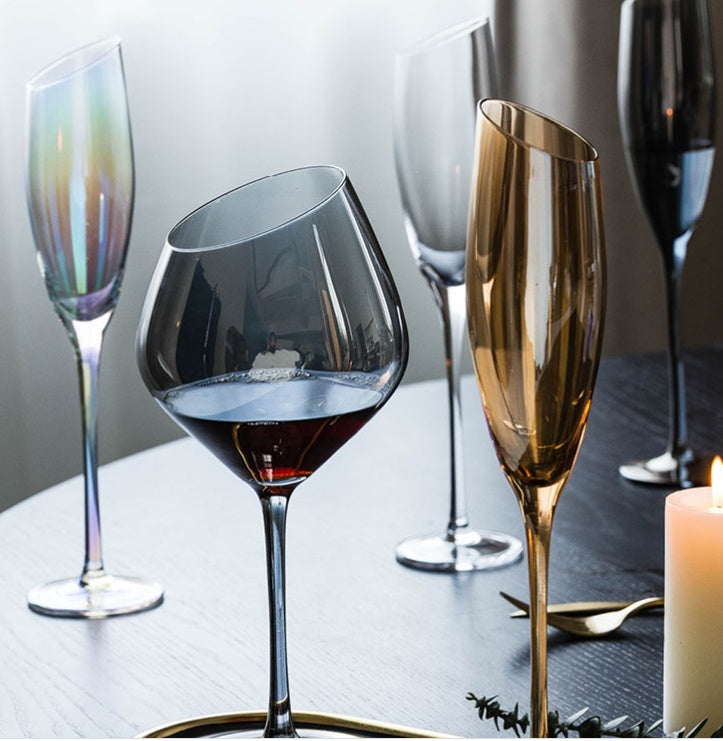 Crystal Oblique Mouth Goblet For Elegant Beverage Serving
