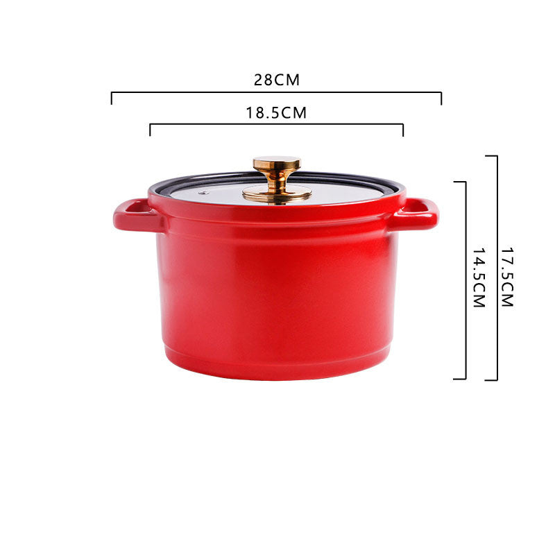 Nordic Style Ceramic Large Capacity Color Glaze Stock Pot For Porridge And Chicken Soup