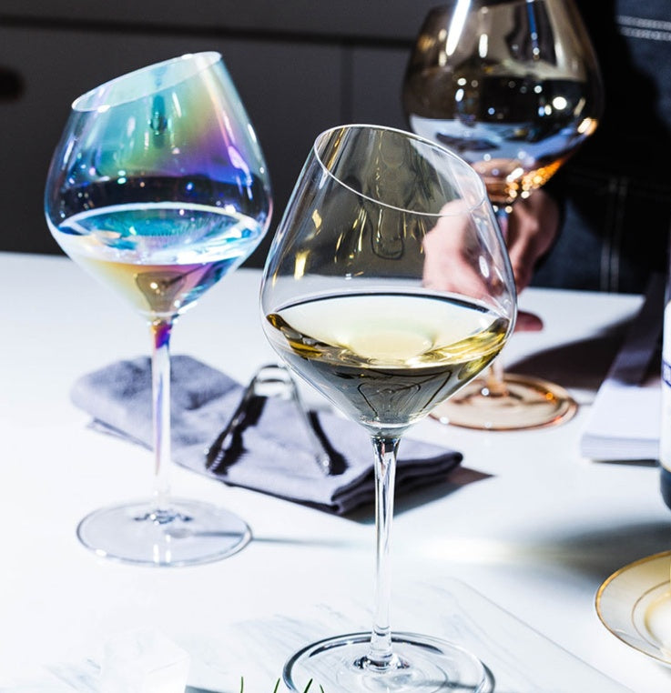 Crystal Oblique Mouth Goblet For Elegant Beverage Serving