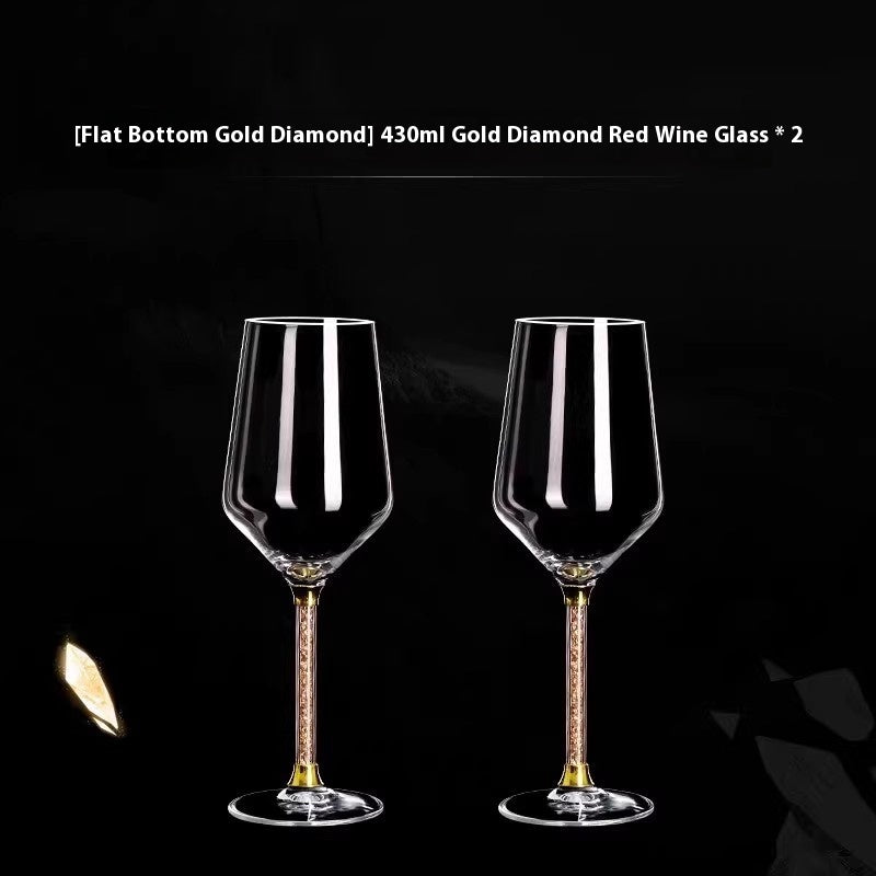 Crystal Diamond Gold Foil Goblet For Elegant Beverage Serving