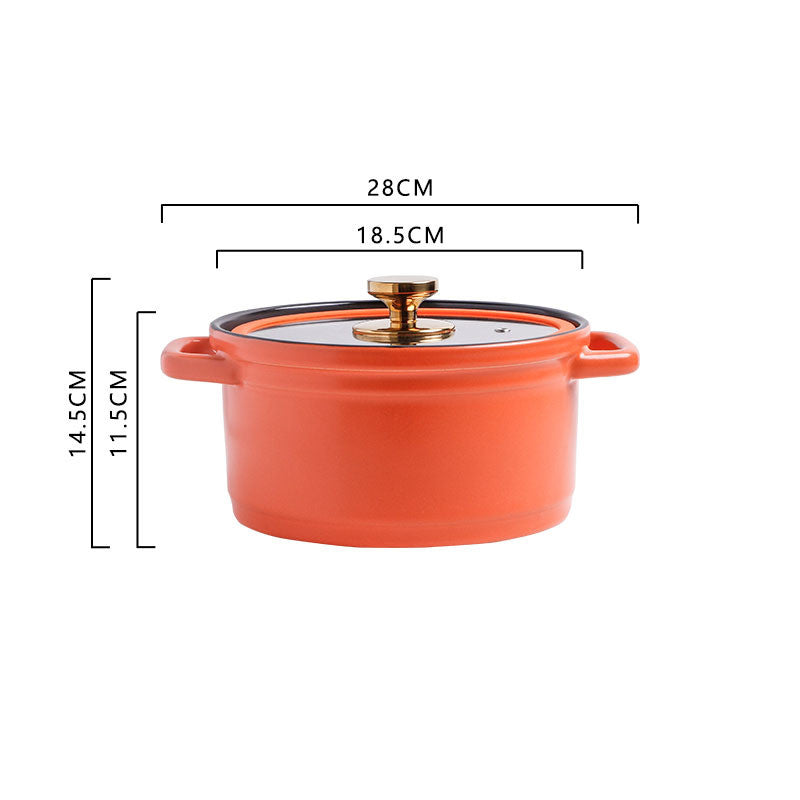 Nordic Style Ceramic Large Capacity Color Glaze Stock Pot For Porridge And Chicken Soup