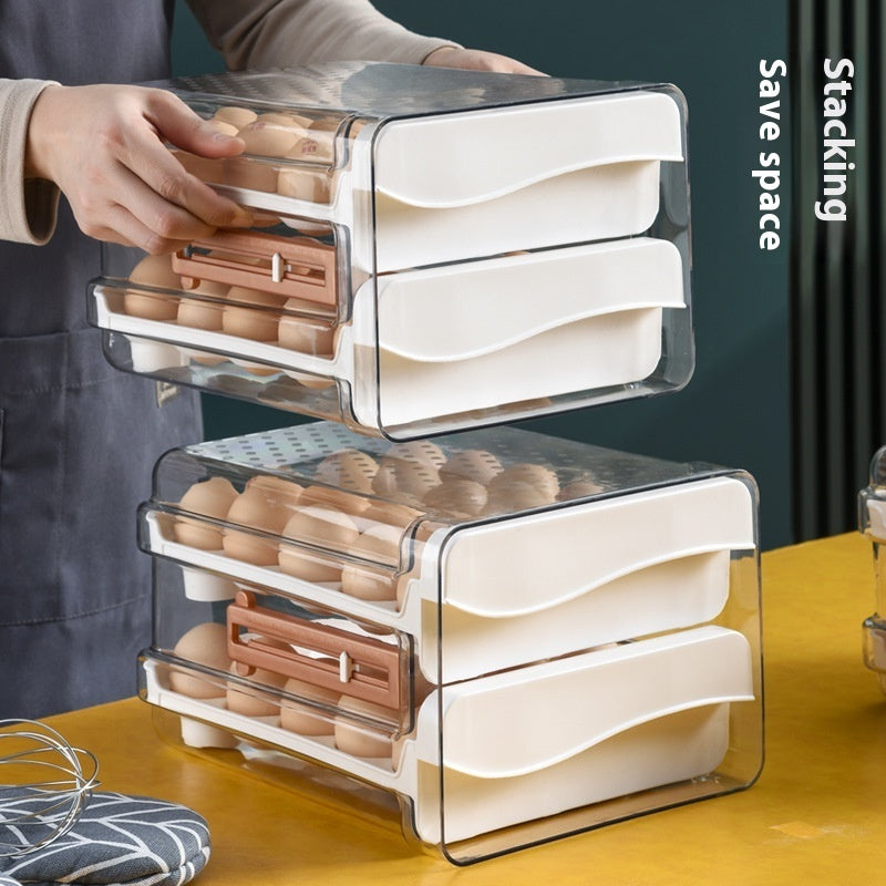Kitchen Refrigerator Egg Storage Box With Measurement Scale Drawer Organizer